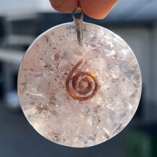 Orgonite Rose Quartz Pendant - Circle Orgonite Rose Quartz Pendant - Circle
